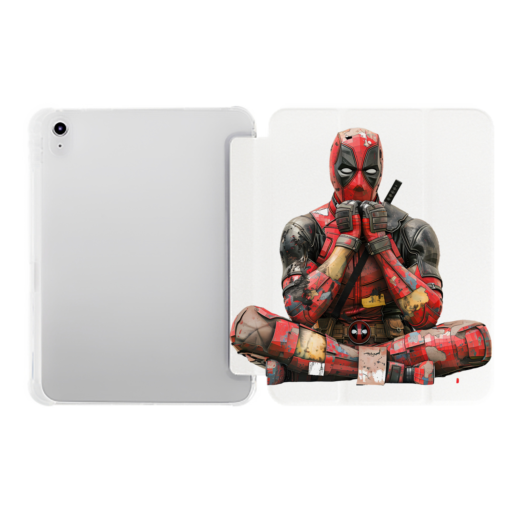 （画像用） Deadpool デッドプール IPad ケース ペン収納付き 三つ折りスタンド PUレザー×シリコン 対応機種9.5/10.5/10.9インチ